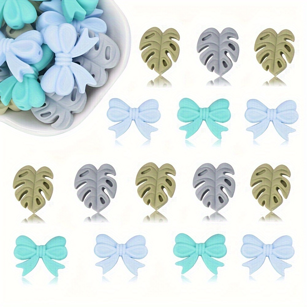 Mixed Bow Silicone Beads Leaf Shape Charms Plant Focus - Temu