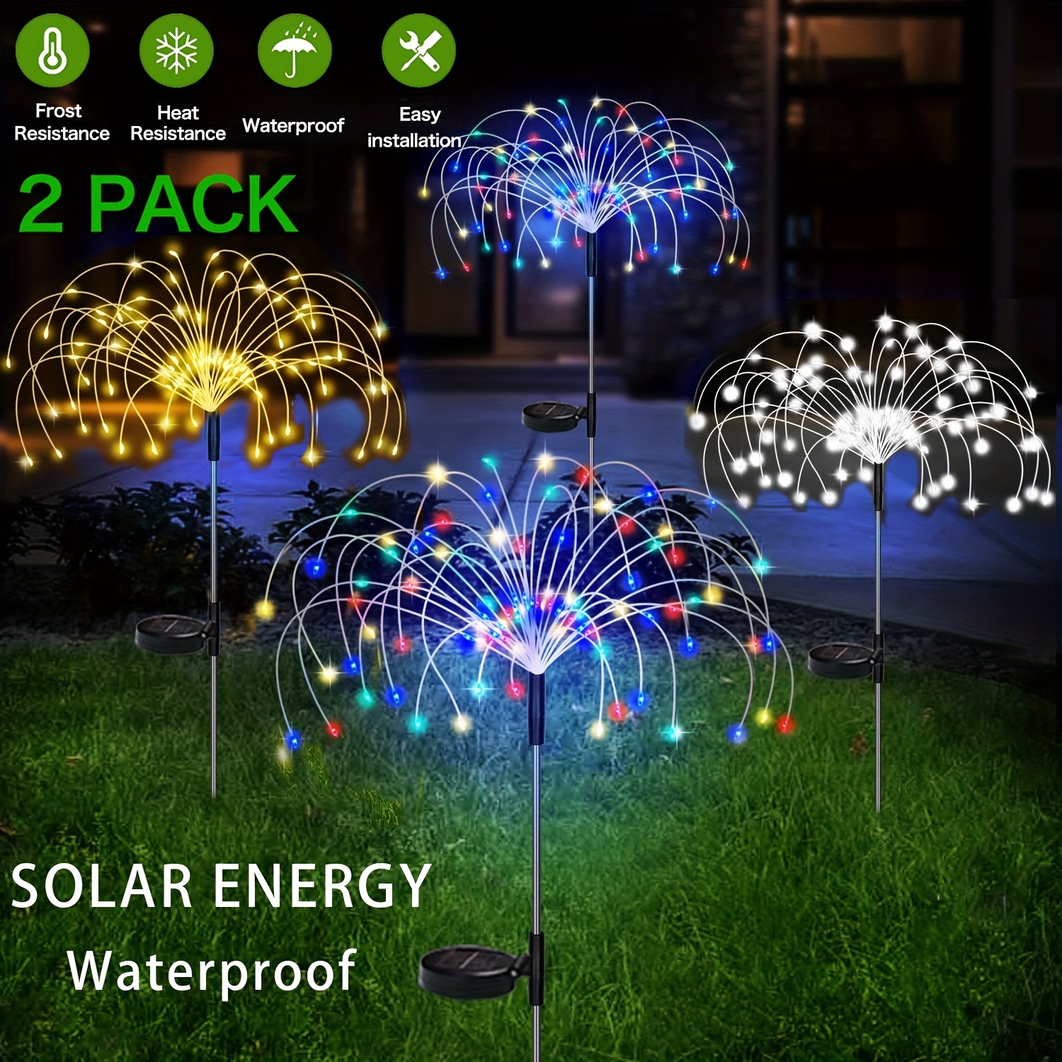 Solar Fairy Lights Waterproof Outdoor Firework - Temu