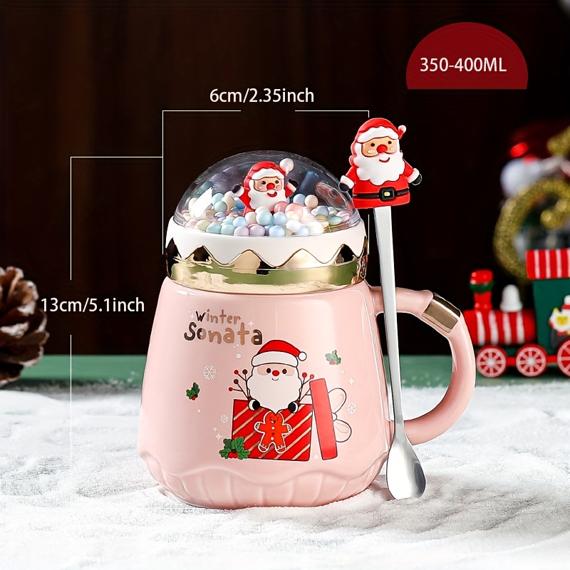 Cartoon Ceramic Mug with Lid Spoon Couple Breakfast Coffee Cup