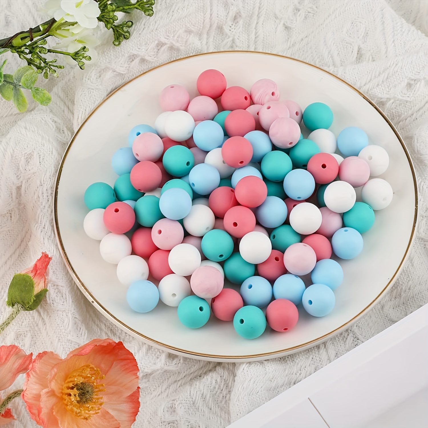 Round Silicone Bulk Mix Color Beads For Jewelry Making Diy