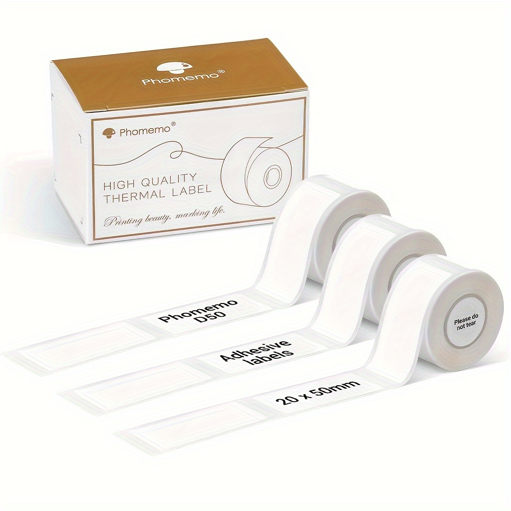 

3pcs Phomemo D50 White Adhesive Thermal Label, 20mm*50mm (3/4"*1 7/8"), 125 Labels/roll, Waterproof, Oilproof,abrasion Resistance