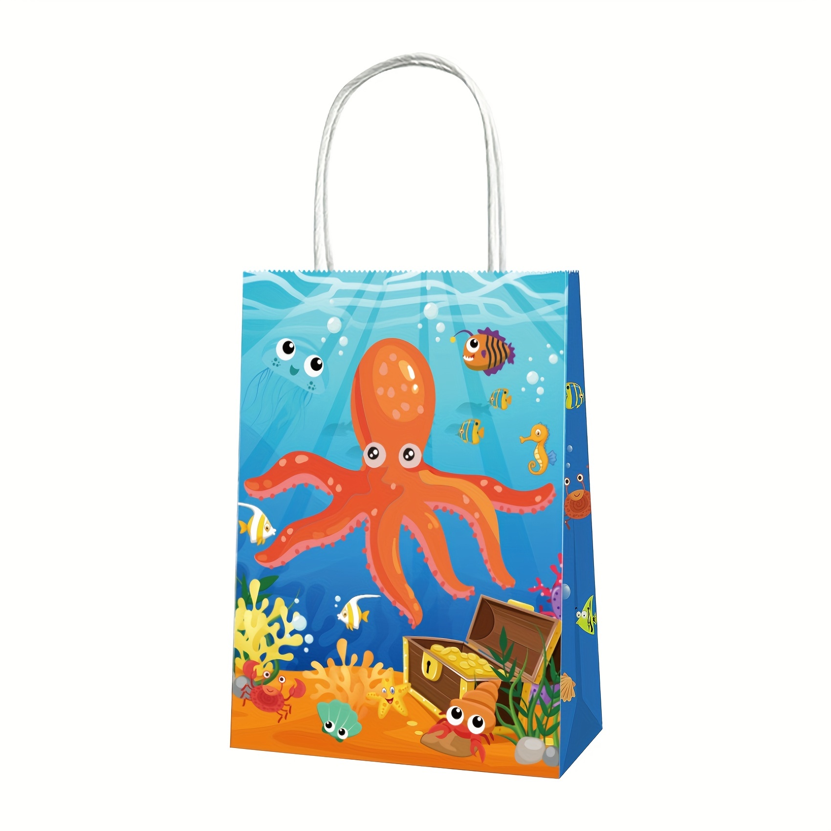 16 bolsas de regalos de fiesta bajo el mar, bolsas de regalo de vida  marina, suministros de fiesta, bolsas de dulces con asas, bolsa de regalos  de