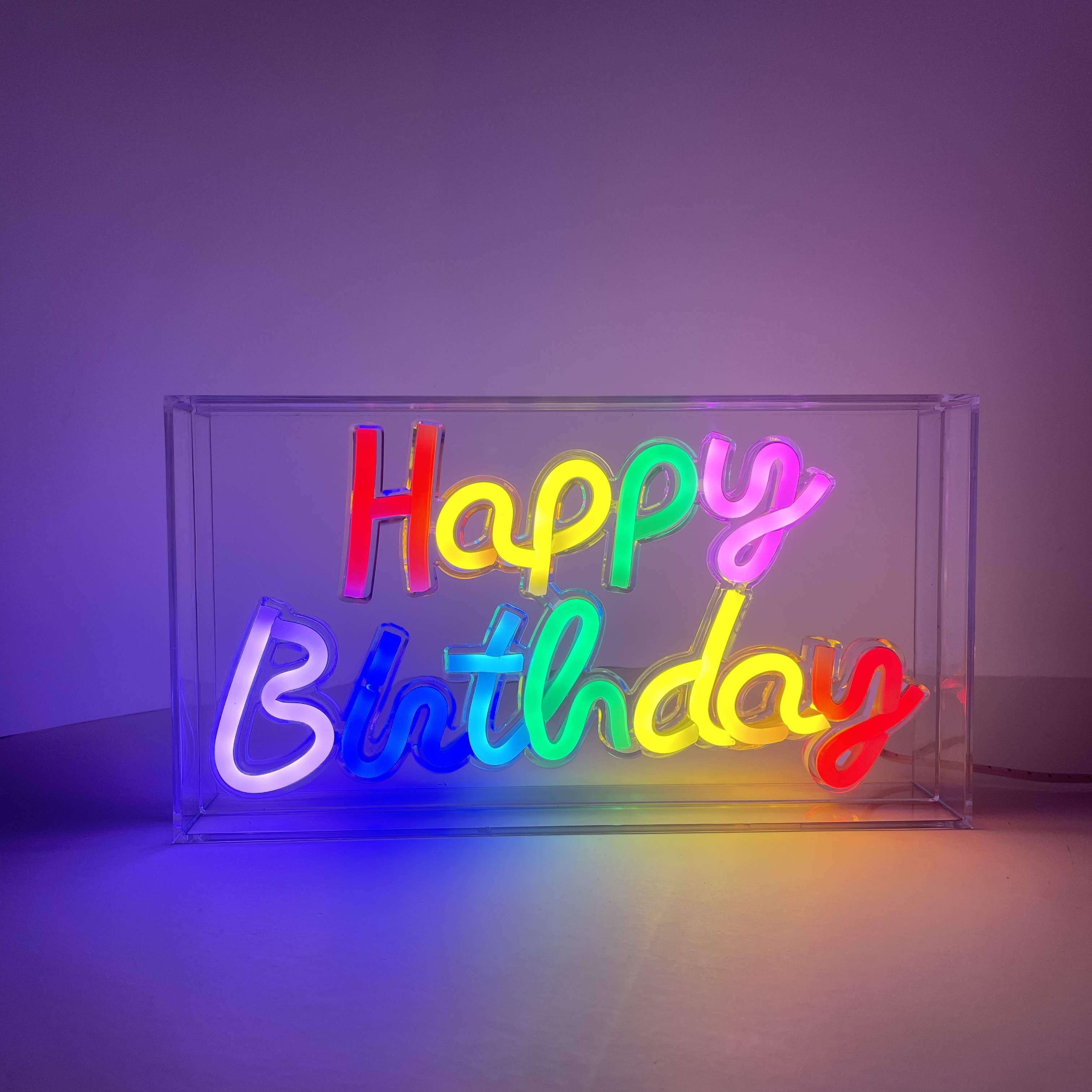 Happy Birthday Multicolor RGB Neon Sign 33 X 30 With Dimmerus Seller 