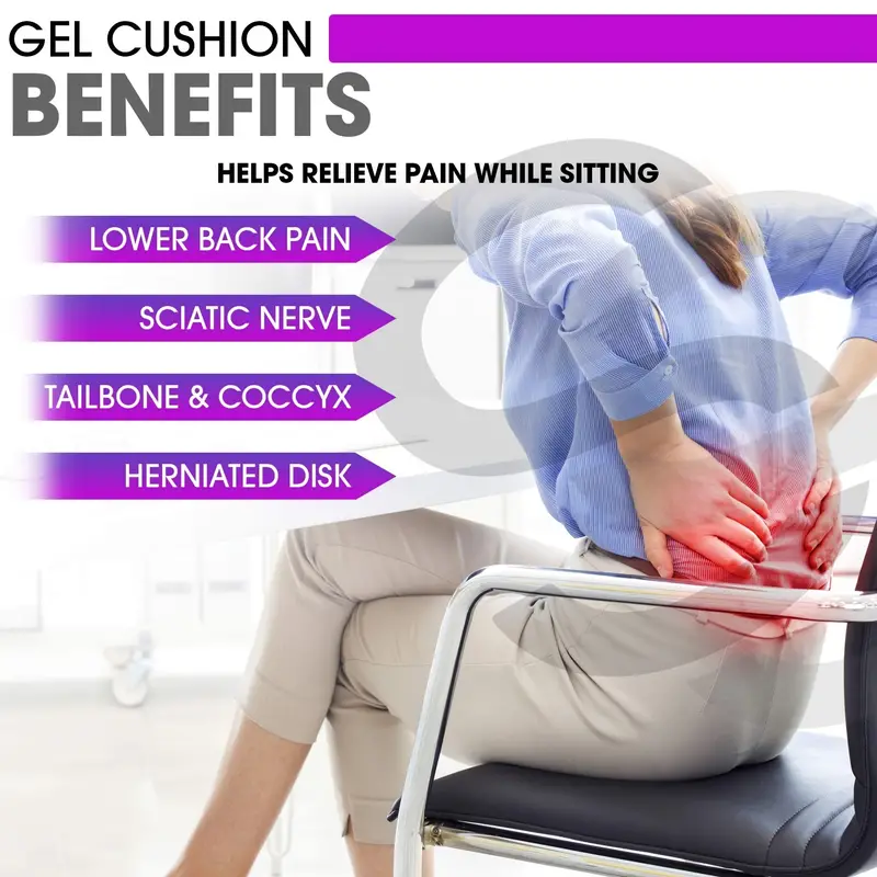 Purple Gel Original Low-Profile Seat Cushion With Washable Black