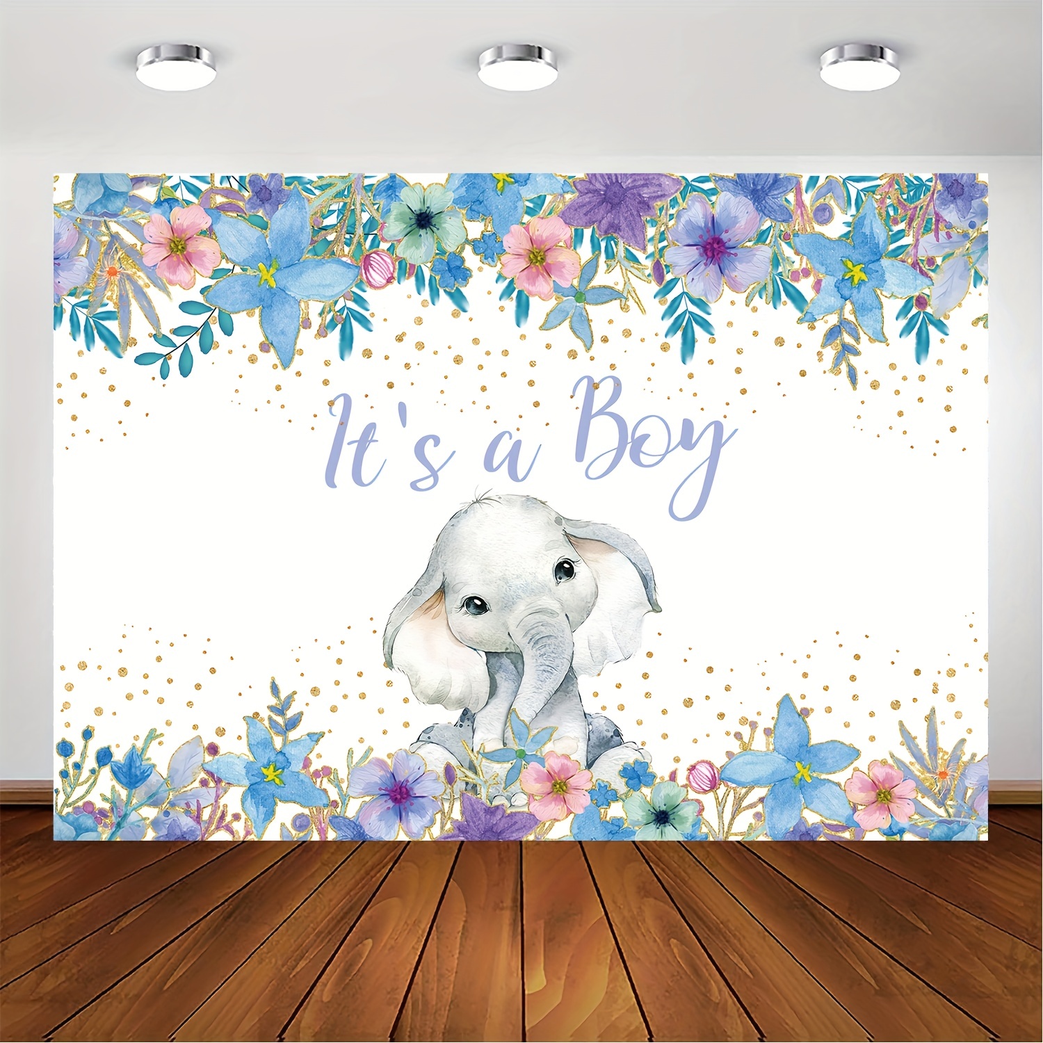 1pc, Fondo De Elefante De Ducha De Bebé Floral Rosa Para Niña, Rústico,  Acuarela De Flores, Pequeño Cacahuete De Elefante, Decoraciones De Ducha De  Be