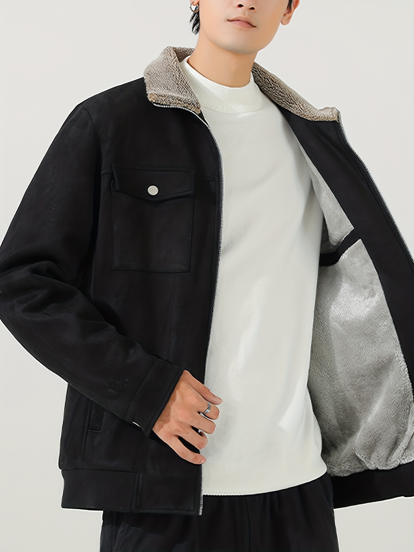 Solid Color Outdoor Sports Jacket Fleece Lined Waterproof - Temu