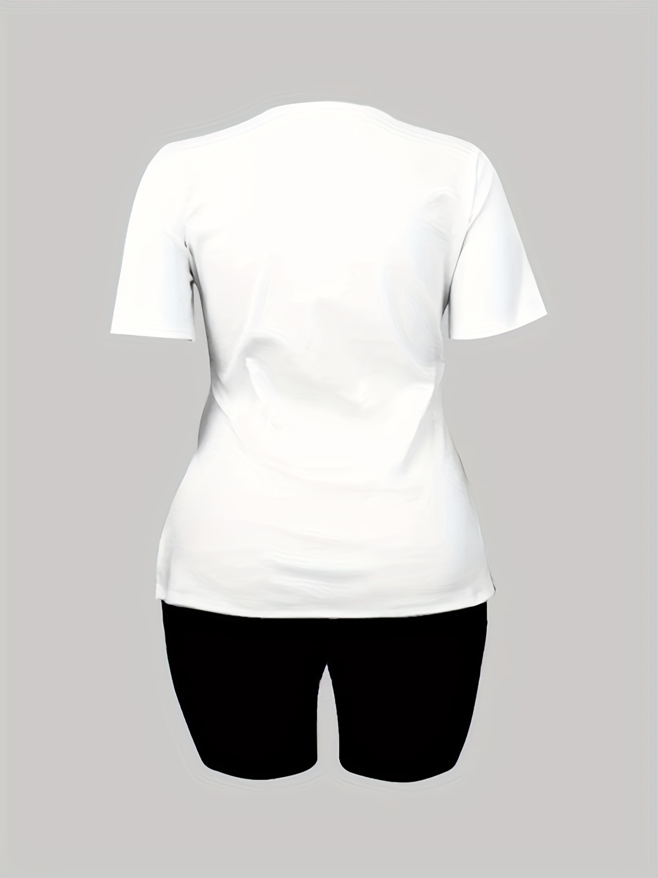 Black Leggings with White Crew-neck T-shirt Summer Outfits (2