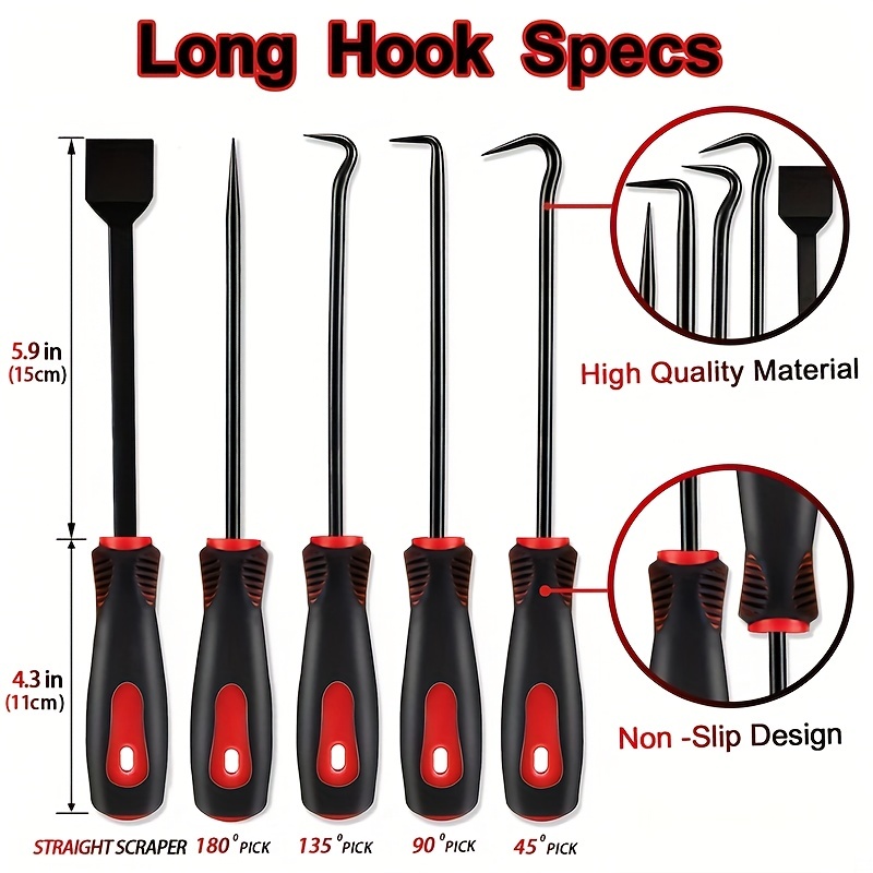 10Pcs Long Hook Set with Magnetic Telescoping Tool Kit, Precision Scraper  Gasket Scraping Hose Removal Puller Hook Perfect for Automotive and  Electronic Tools : : Automotive