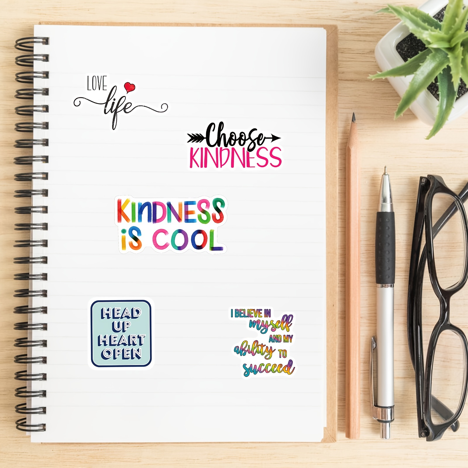 50Pcs Be Kind Stickers Pack, Inspirational Quote, Kindness Aesthetic Decal  | Vinyl Waterproof Kindness Stickers for Water