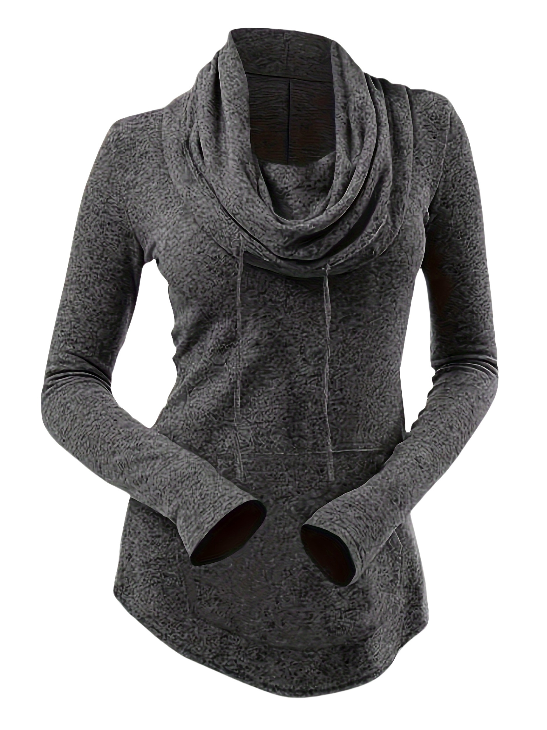 Cozy Women's Cowl Neck Sweatshirt Pockets Soft Stylish Long - Temu