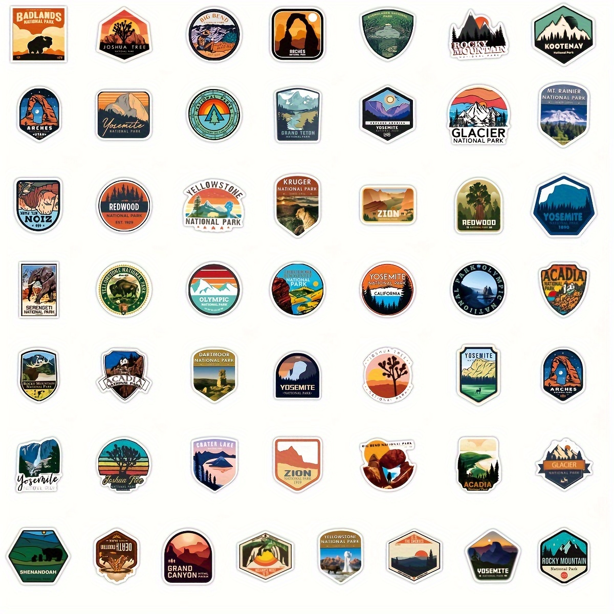 50 Pcs Nature Stickers Adventure Sticker Hiking Camping Adventure National  Park