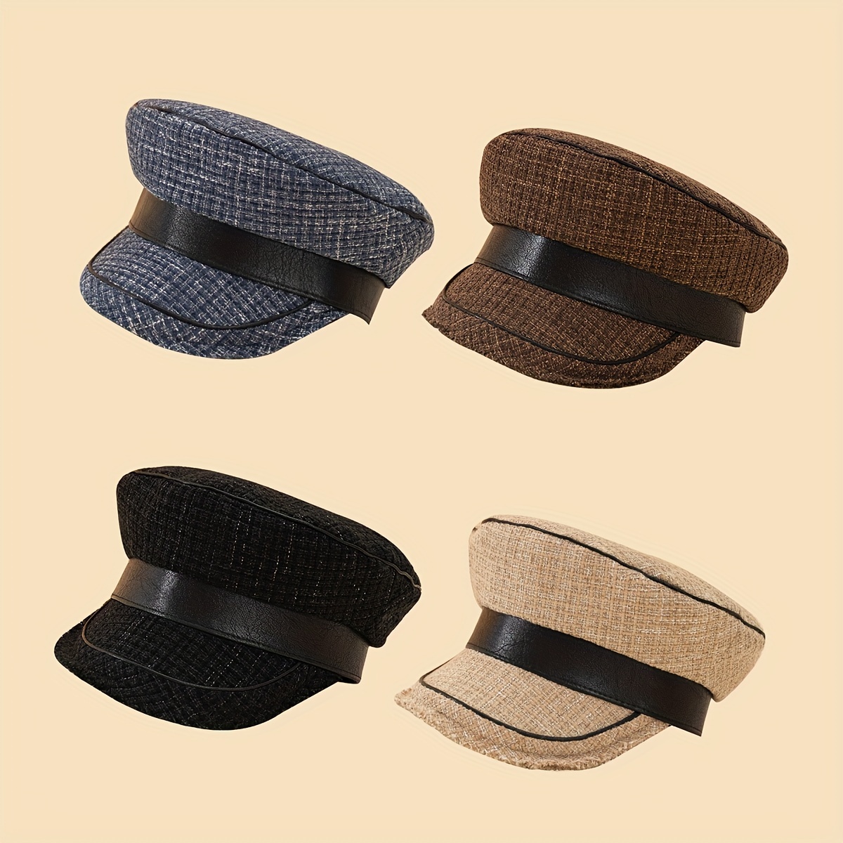 Winter Warm Thickened Knit Hats Classic Jacquard Beret Brim - Temu