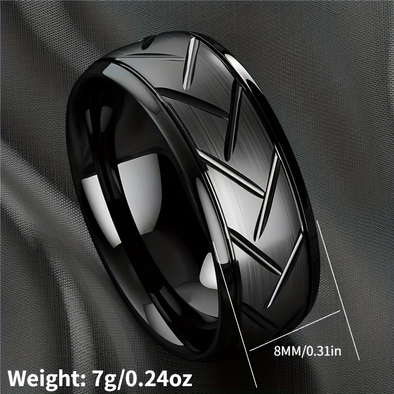 Stainless Steel Tire Pattern Silver Round Ring