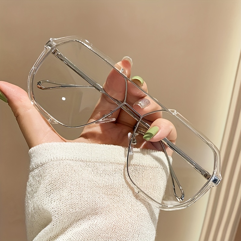 Gafas de bloqueo de luz * con doble puente, estilo aviador, lentes  transparentes, gafas de ordenador de moda para mujeres y hombres