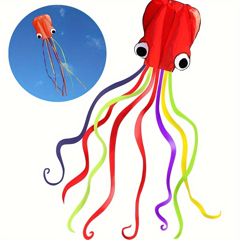 

1pc Large Soft Octopus Easy Flyer Kite With With 99.97m Rope, 78.74*398.78 Cm Kite For Beach Park