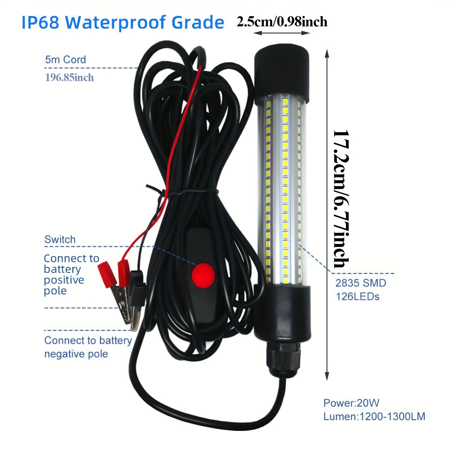 IP68 12V LED Underwater Fishing Light 1080 Lumens Kuwait