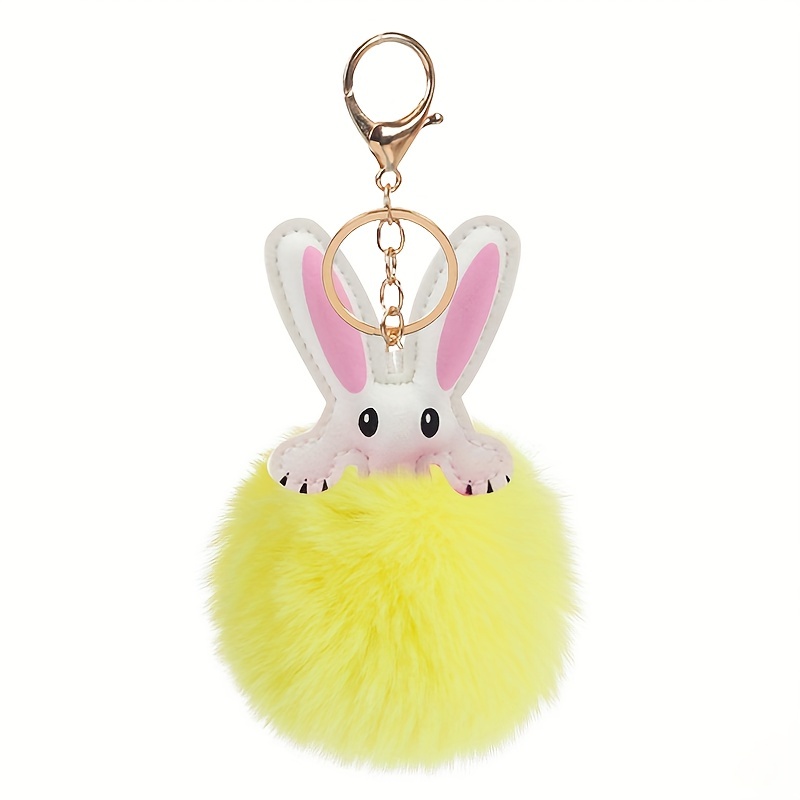 Cartoon Animal Pom Pom Keychain Cute Plush Doll Key Chain Ring Purse Bag  Backpack Charm Car Hanging Pendant Women Girls Gift - Temu