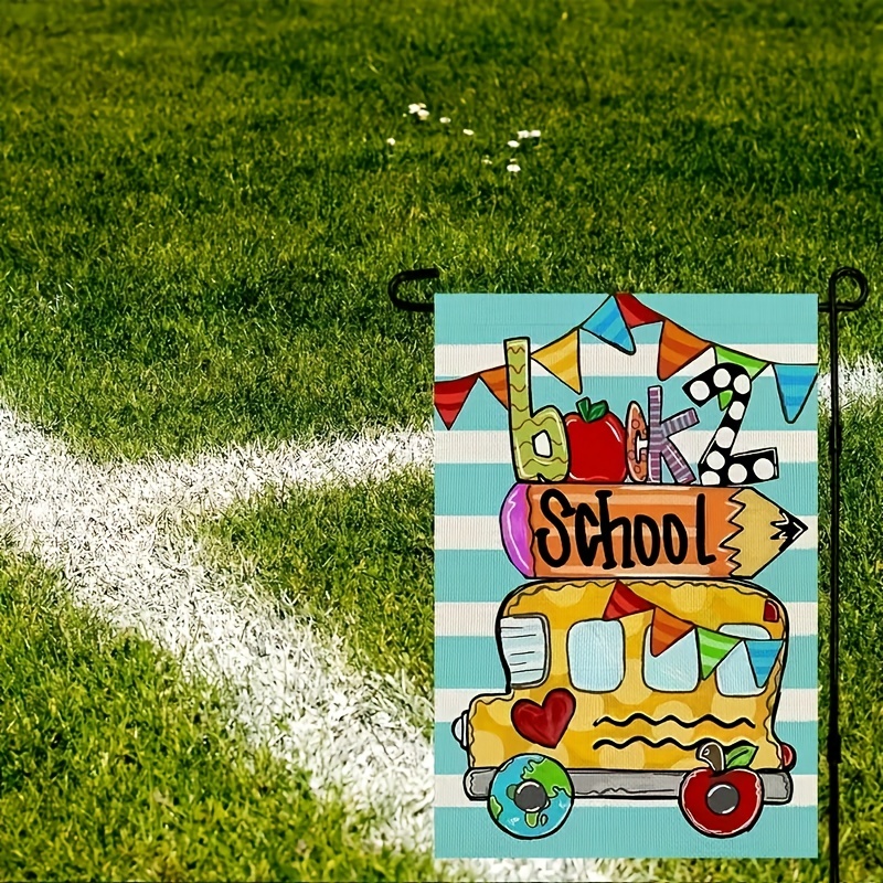 Back School Garden Flag Bus Stripes Outside Party Decoration - Temu