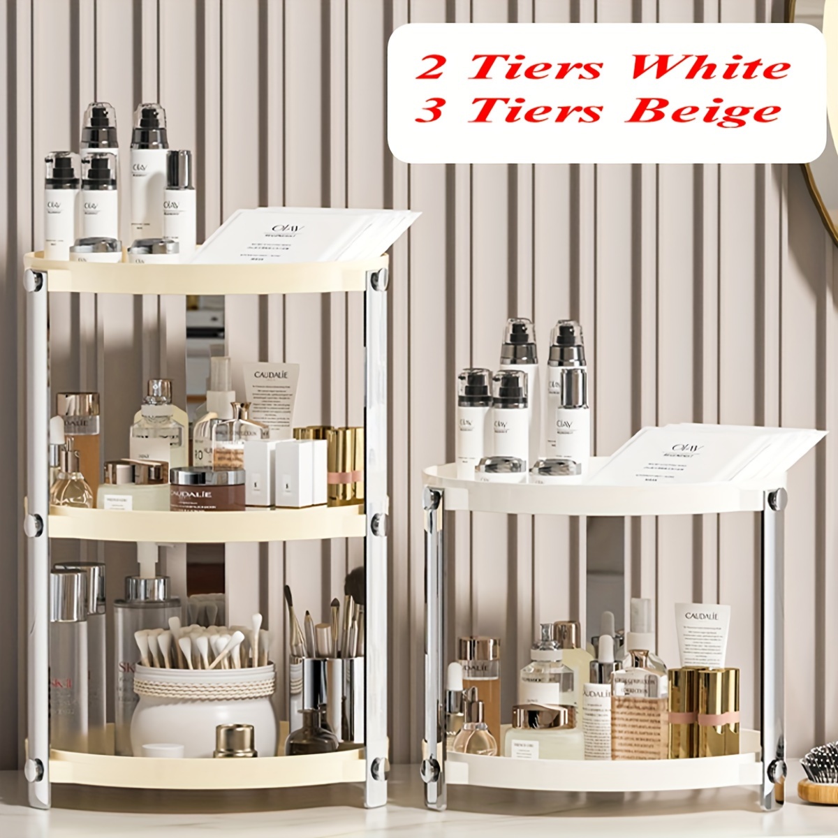 Double Layer Bathroom Organizer Shelf, Cosmetic Display Storage Rack,  Multi-functional Bathroom Countertop Shelves, 2 Tier Bathroom Vanity Tray  For Perfumes, Makeups, Toiletries And Skincare, Bathroom Accessories - Temu