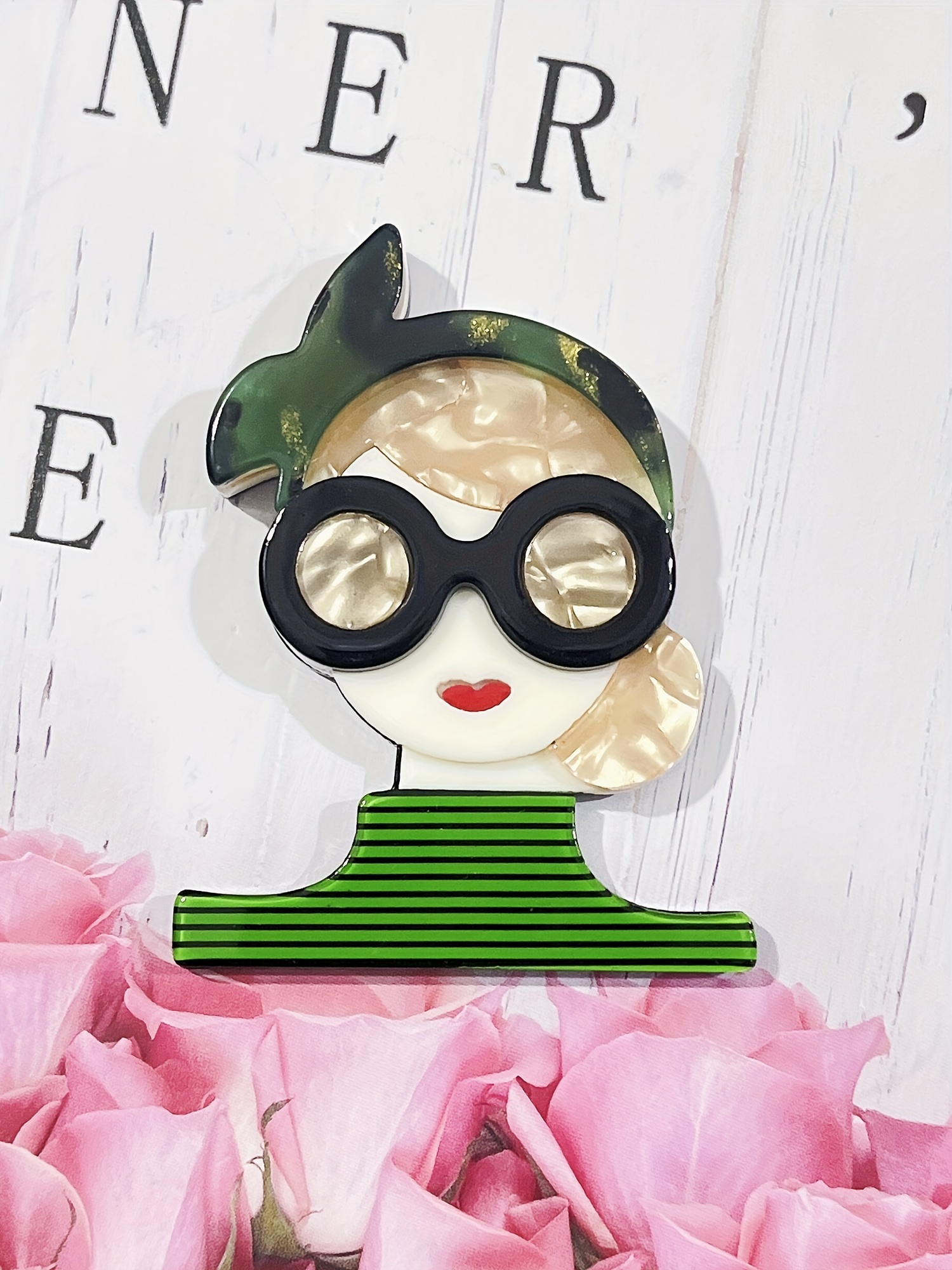 1pc fashion lady pattern badge cartoon acrylic badge hat backpacks jackets shirts bags clothing decorative accessories details 1