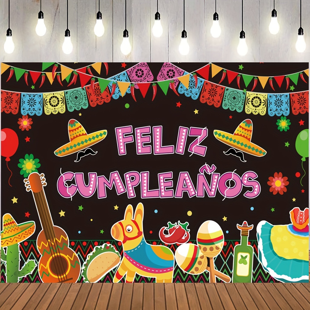 Feliz Cumpleanos Backdrop Mexican Fiesta Happy Birthday - Temu