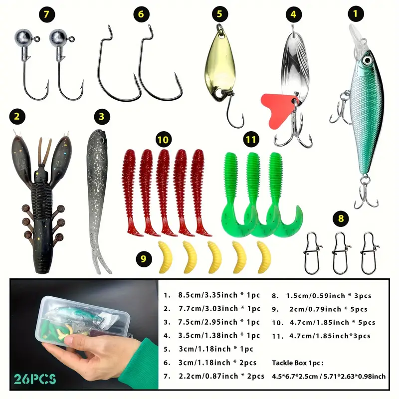 Fishing Lures Kit Freshwater Tackle Kit Bass Trout Salmon - Temu