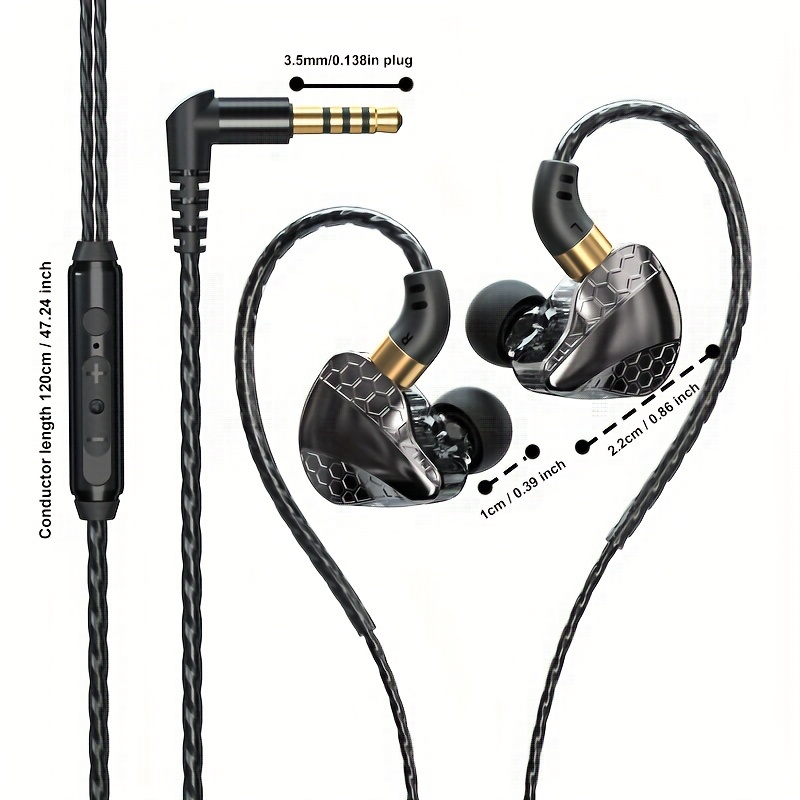 Auriculares deportivos con cable, conector de 3,5 mm en oreja