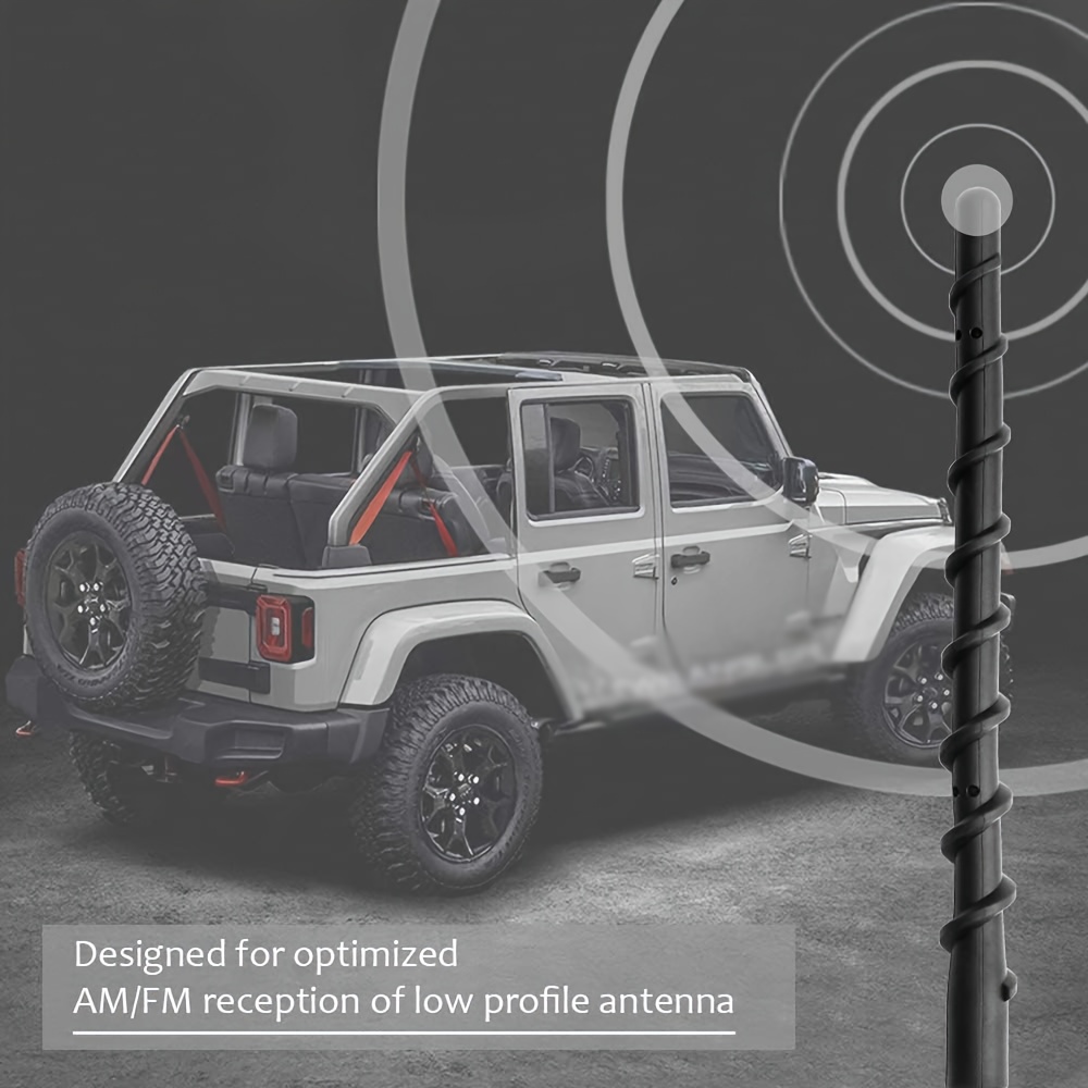ラングラー 2007-2023 用ショートアンテナ、7 インチ (17.8cm) 車スパイラルゴムアンテナ交換用 FM/AM ラジオ受信アクセサリー  (1 個)