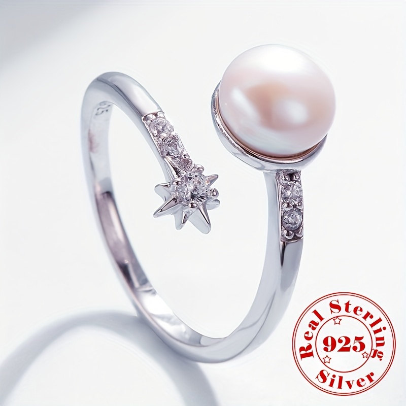 Silverly Donna Argento 925 Perla D'Acqua Dolce Fiore 8Mm