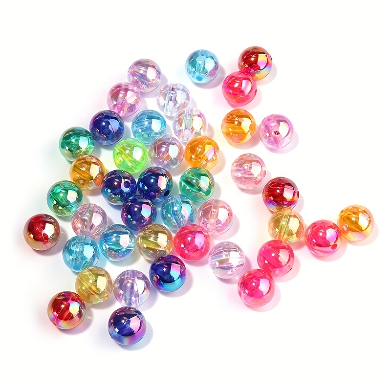 100pcs Mixed AB Acrylic Crystal Beads Round Glass Beads Faux Jewelry Making