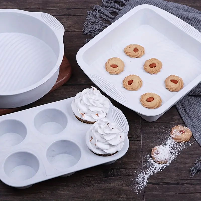 Silicone Baking Pan Set, Including 12cavity Muffin Pan, Cake Pan, Bundt Pan,  Loaf Pan And More, Non-stick Heat Resistant Kitchen Gadgets, Kitchen Stuff,  Kitchen Accessories, Home Kitchen Items (marble Grey) - Temu