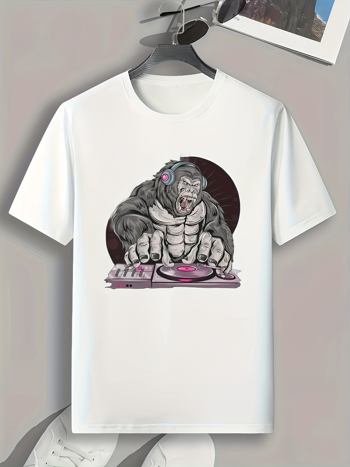 gorilla Wear Pattern Print Men's Comfy T shirt Graphic Tee - Temu