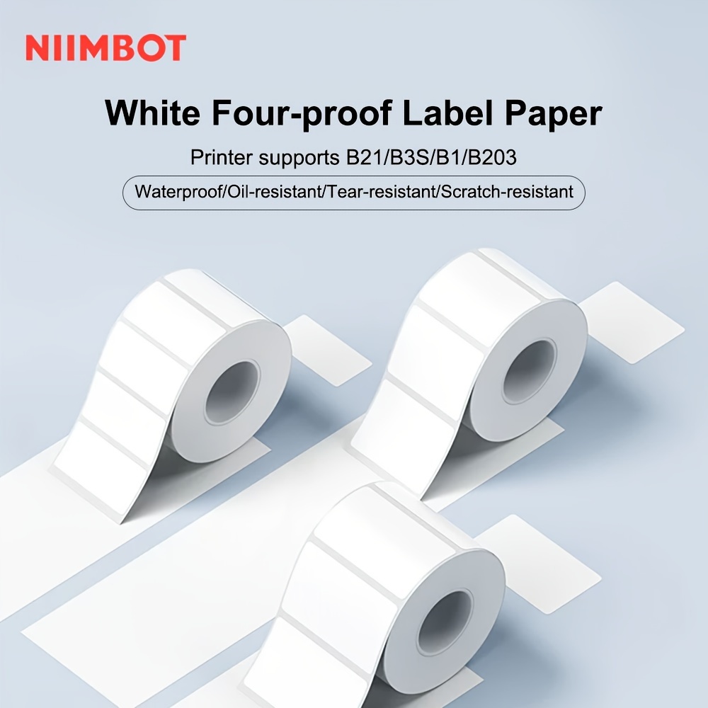 NIIMBOT B21 B3S B1 Labels, Thermal Sticker Label, Waterproof, Oil-Proof And  Tear-Proof NIIMBOT Labels, 1 Roll White Self-Adhesive Thermal Labels