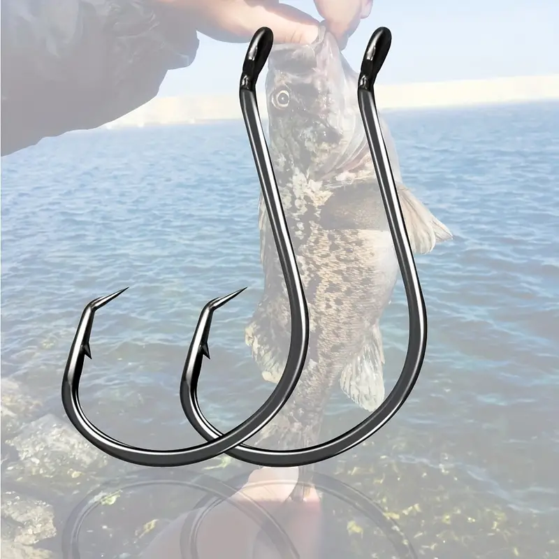 2x Strong Circle Fishing Hooks Offset Design Easy Hooking - Temu