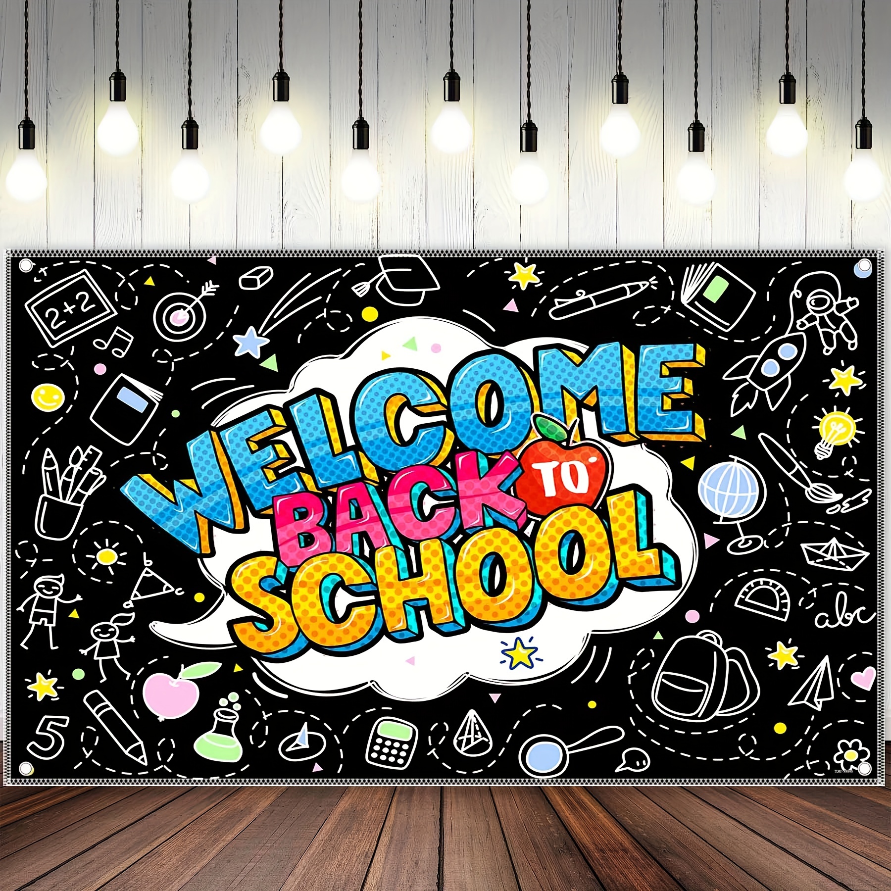 AWERT 5x3ft School Season Backdrop Welcome Back to School Chalk Board Stationery Background for Photography Kids First Day of School Classroom Offi - 5