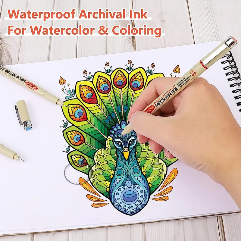 Micro Fineliner Drawing Art Pens: 9 Colors Bible Fine Line