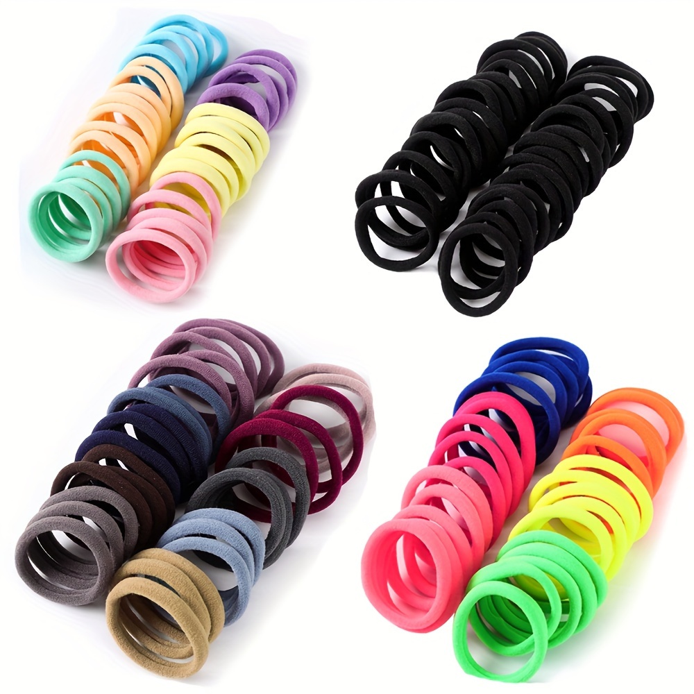 50pcs Girls' Hair Tie Rubber Band Fashion 5cm Basic Hair Ring Seamless High Elastic Towel Circle High Ponytail Durable Women's Head Tie