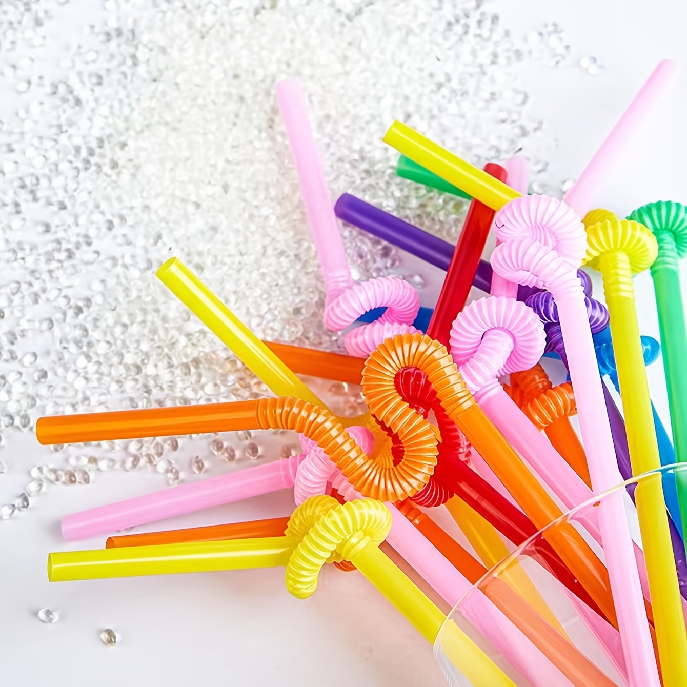 Colorful Extra Long Flexible Bendy Straws - 100 Pieces 