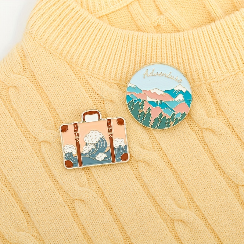 Adventure Travel Enamel Pins Suitcase World Traveling Quote Brooches Bag  Clothes Badge Lapel Pin Jewelry Gifts for Kids Friends