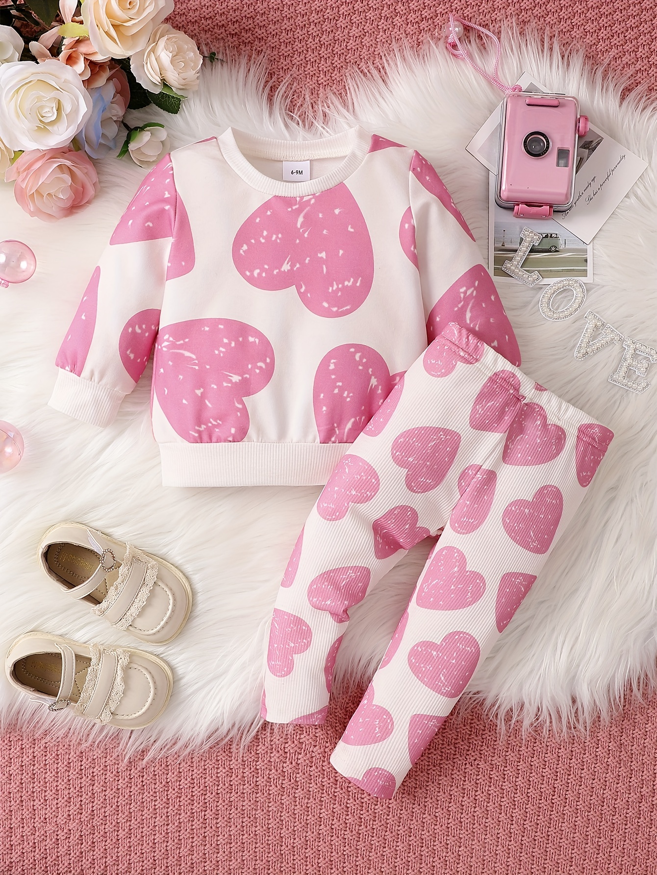 Heart Sweatshirt with Velvet Leggings Set – Sweet Pea Children