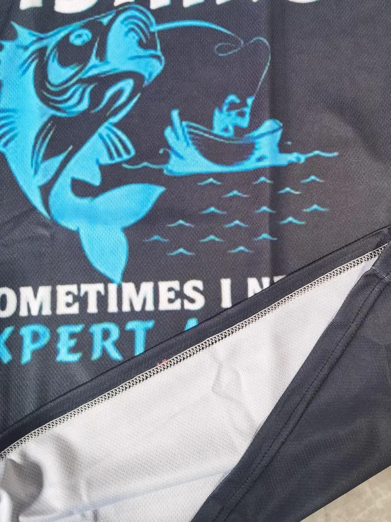 Funny Fishing Letter Pattern Print Men's Comfy Chic T shirt - Temu