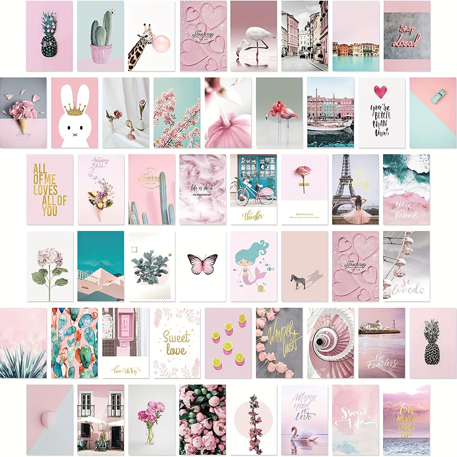 50pcs Preppy Aesthetic Pictures Wall Collage Kit, 4*6inch Preppy Picture  Collections, Dorm Decorations For Teen Girls And Adults, Trendy Pink Photo  Co