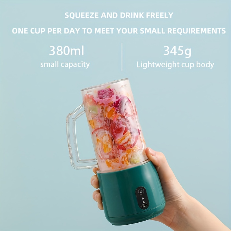 1pc 380ml Wireless Portable Electric Juicer Blender Mixer, 6 Blades Mini  USB Rechargeable Student Juicer, Perfect for Vegetables, Fruits, and