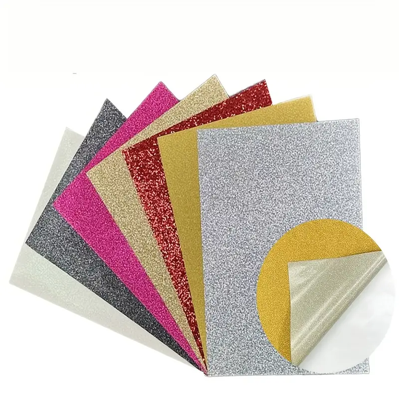 20 Sheets Glitter Craft Paper Sparkle Cardstock Papers Self Adhesive Shiny  Glitter Paper