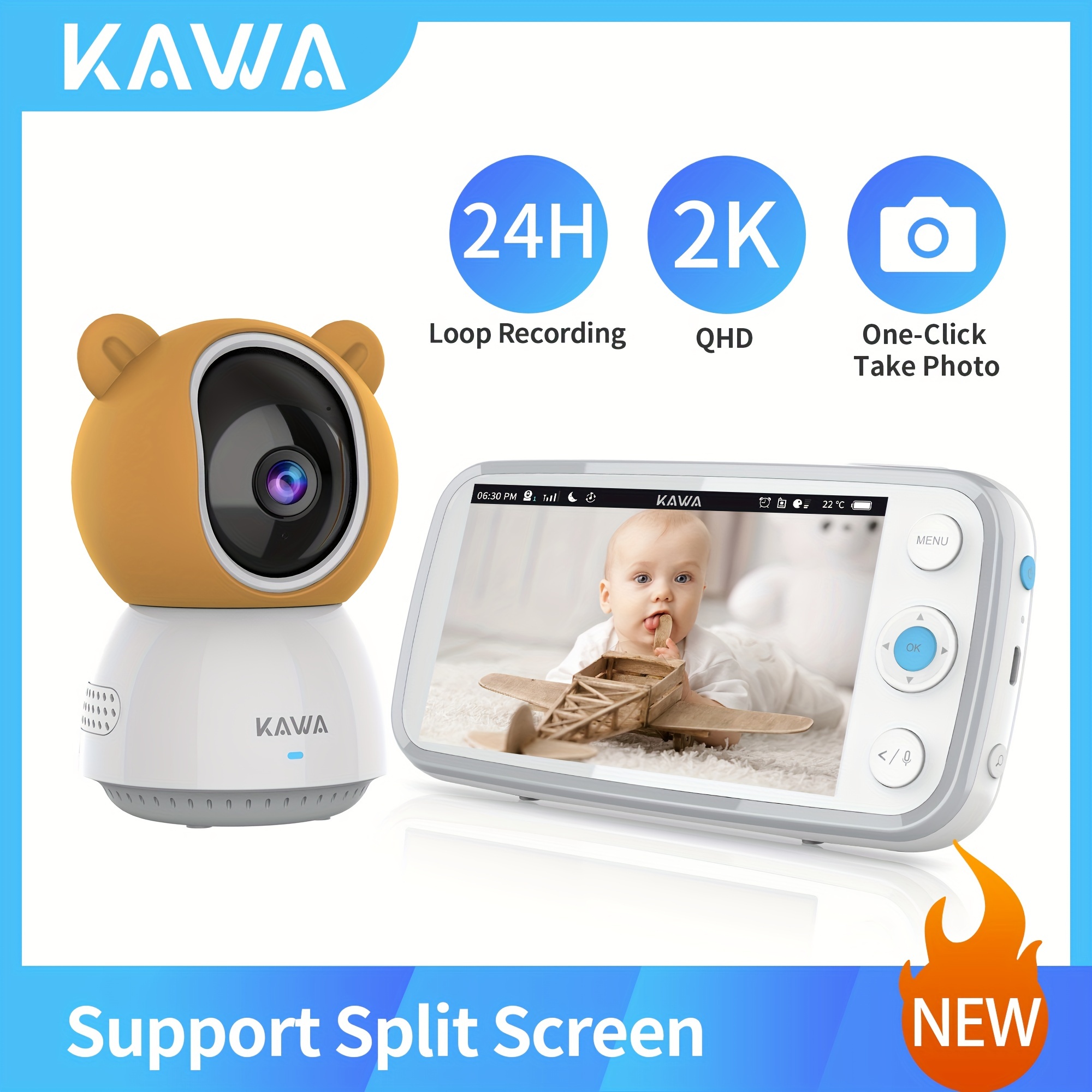HelloBaby Moniteur vidéo pour bébé avec caméra à distance, zoom