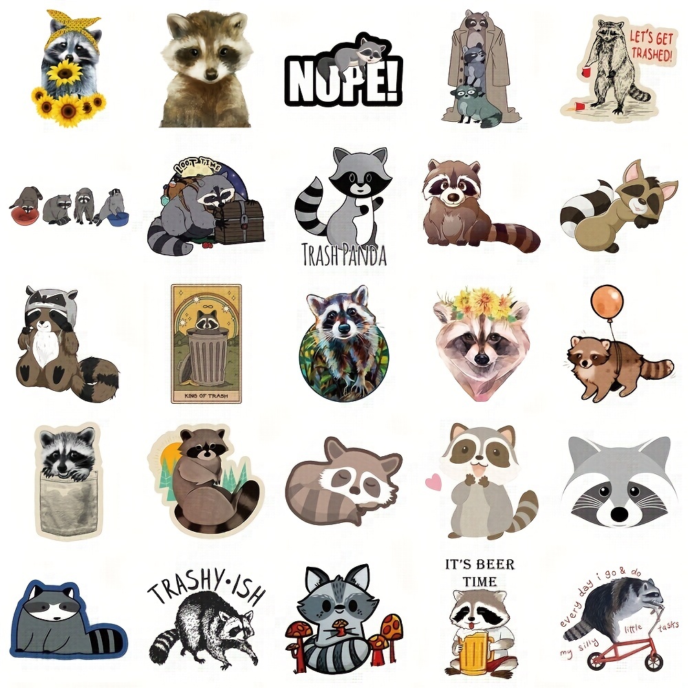 Cartoon Raccoon Stickers Laptop Suitcase Waterproof Diy - Temu