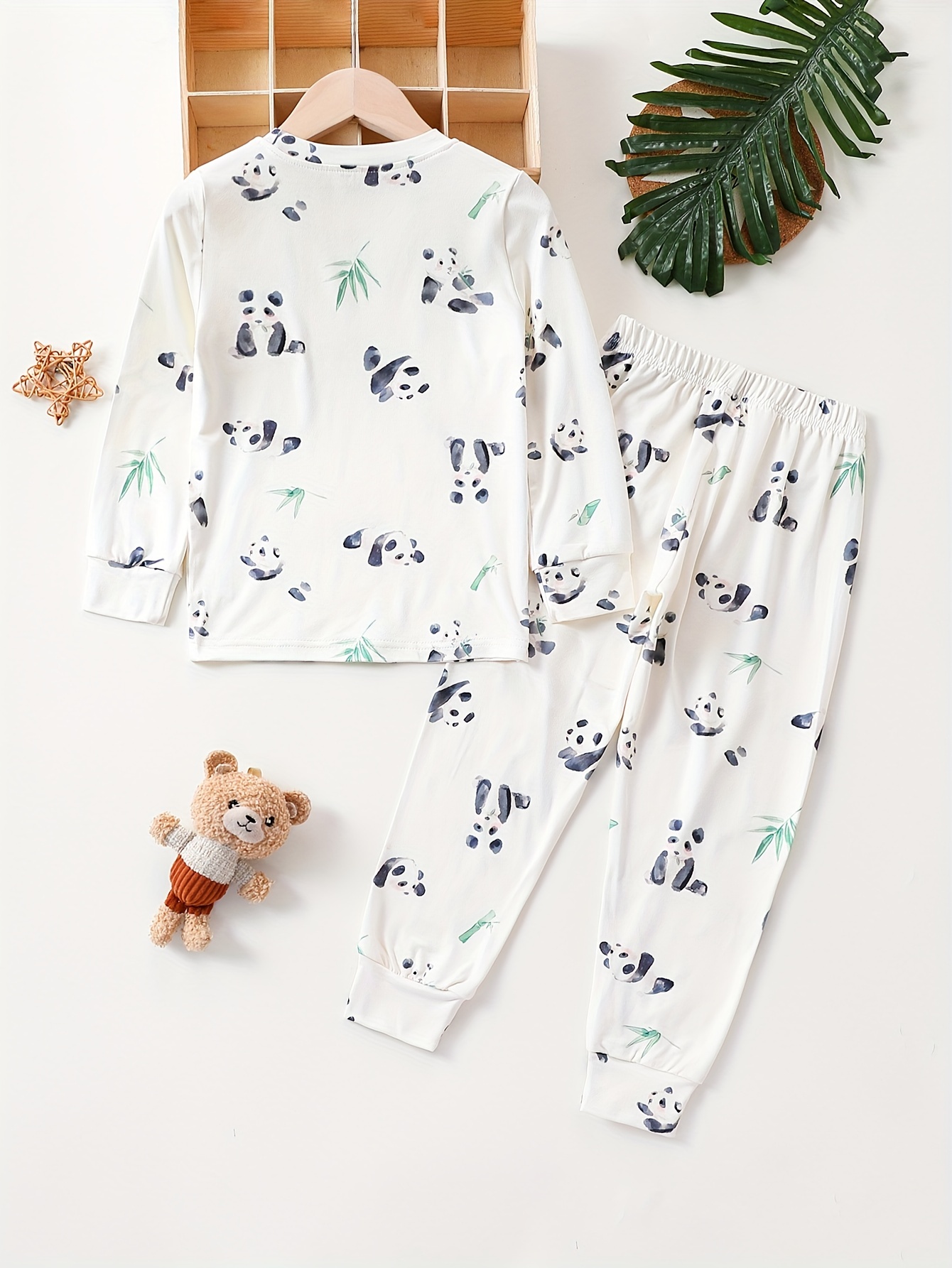 Toddler Girls Pajama Sets Allover Cartoon Panda Bamboo Print