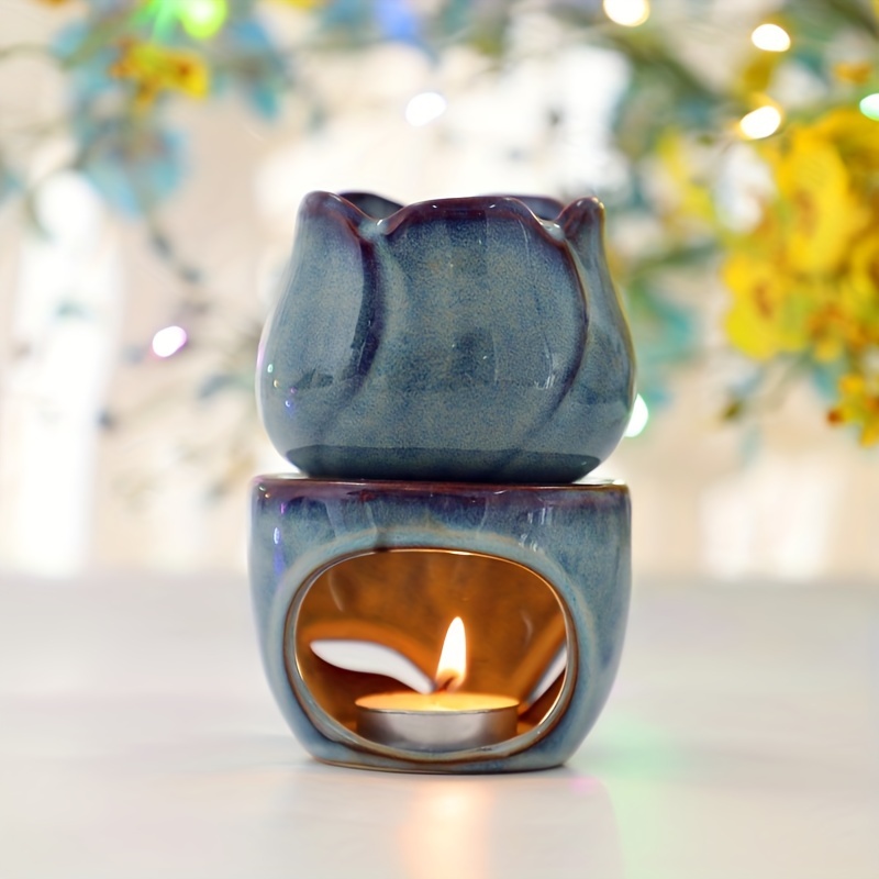 Ceramic Oil Burner Gift Set With Scented Glass Candle And Wax Melts  Aromatic