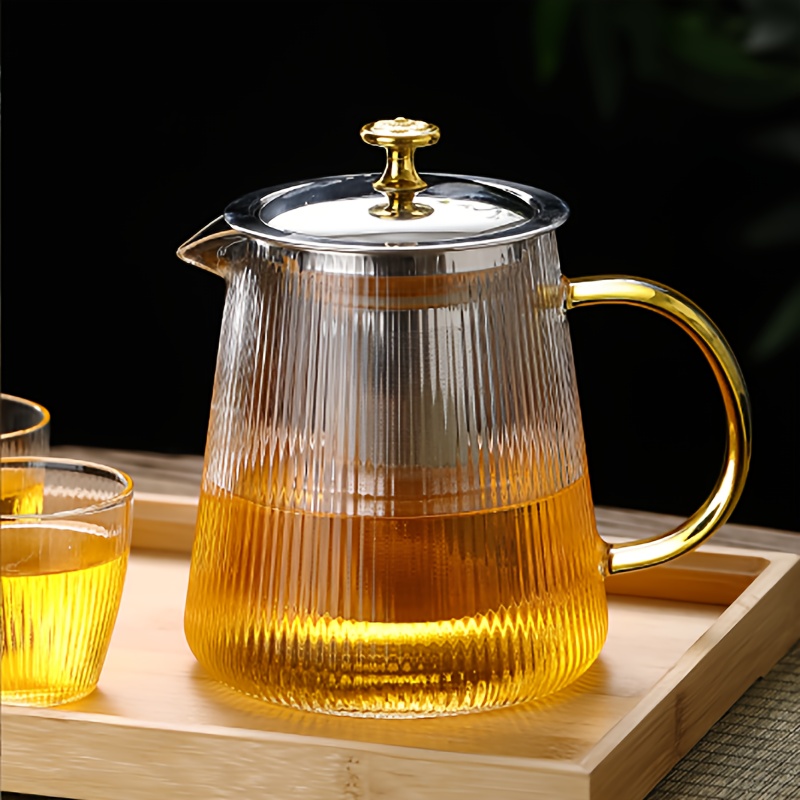 Glass Teapot, Clear Tea Kettle With Removable Stainless Steel