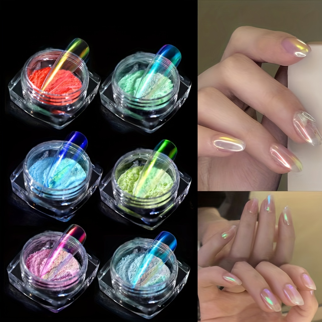 Color Change Neon Aurora Mermaid Nail Art Glitter Powder Mirror Chrome  Pigment